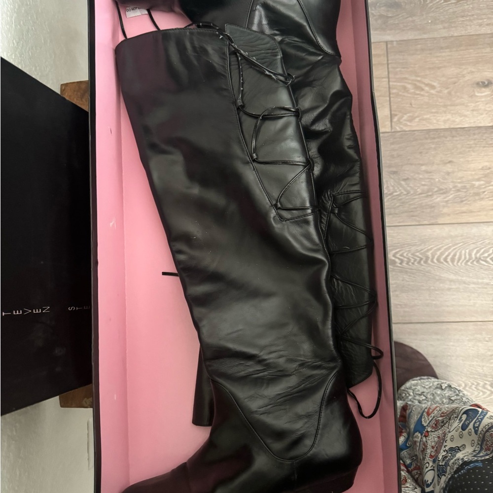 Steven by Steve Madden black leather over-the-knee boots